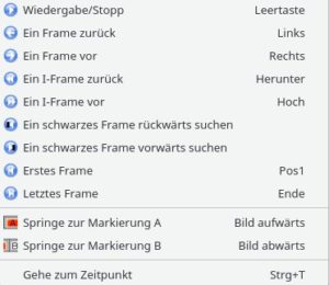 Abbildung 2: Mit den hier gezeigten Tasten navigieren Sie schnell durch den Film oder spielen ihn ab. 
