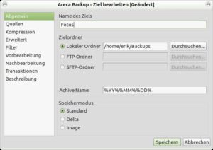 Abbildung 2: Für das Anlegen einer neuen Datensicherung bietet Areca Backup einen eigenen Dialog.