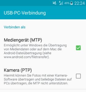 Abbildung 2: Auf dem Smartphone geben Sie die MTP-Verbindung explizit frei. 