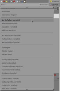 Abbildung 3: Das neue Farbmanagement spiegelt sich an verschiedenen Stellen wider, besonders prominent bei den Ebenenmodi.