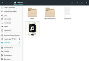 Abbildung 3: Die Uhr meldet sich als 3&nbsp;GByte gro&szlig;er USB-Speicher am System an. Auf diesem Weg lassen sich allerdings nur Musikdaten auf die GPS-Uhr laden. 