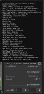 Abbildung 4: Das Format für Dateinamen lässt sich detailliert einstellen.