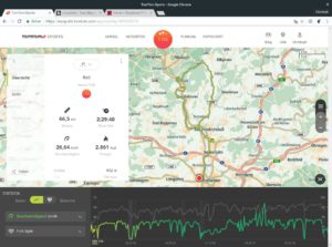 Abbildung 5: TomTom Sports Connect l&auml;dt die auf der Uhr gespeicherten Tracks sowie Fitness-Daten (Pulsverlauf, Schritte) zu TomTom MySports hoch. 