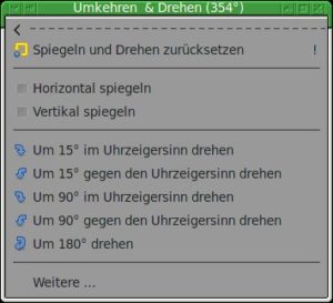 Abbildung 7: Unter <span class="ui-element">Weitere ...</span> lässt sich die Anzeige Grad-genau drehen.