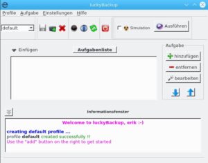 Abbildung 7: Luckybackup besitzt eine sehr Schlichte Programmoberfläche.