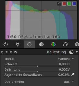 Abbildung 7: Histogramm und Dialog spielen bei der Belichtung direkt zusammen.
