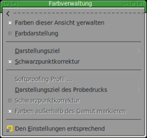 Abbildung 8: Die Details der Farbverwaltung für die Anzeige lassen sich über den gleichnamigen Menüpunkt einstellen.