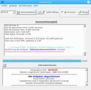 Abbildung 9: Luckybackup geizt nicht mit Informationen zur Datensicherung.