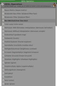 Abbildung 12: Auch bei Gimp 2.9.6 sind nach wie vor die GEGL-Operationen mit im Boot.