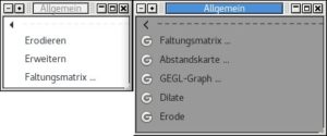 Abbildung 13: Zahlreiche Veränderungen gibt es im Menü <span class="ui-element">Filter</span>. Zumeist wurden neue Einträge aufgenommen (rechts).