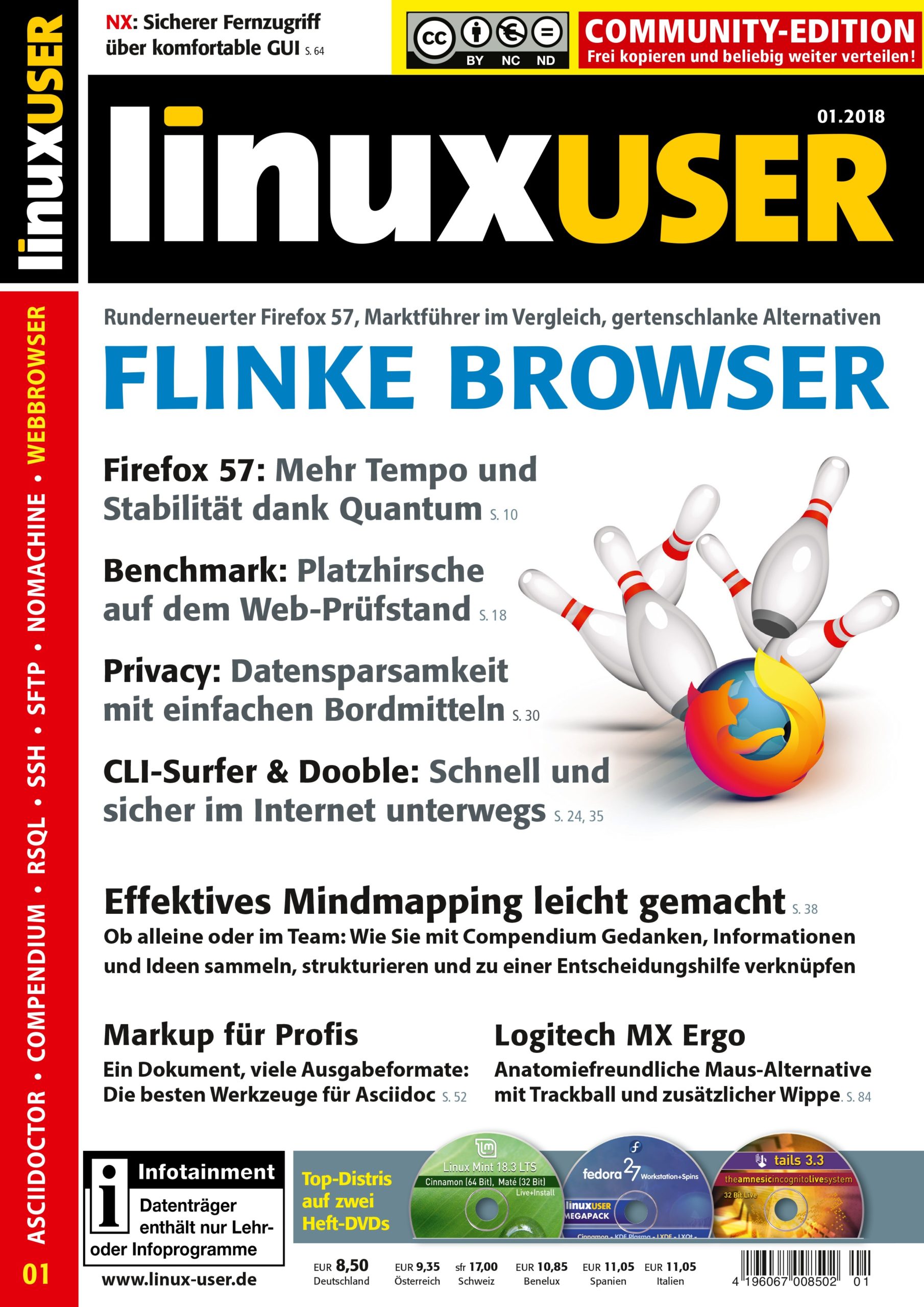 Heftcover LinuxUser Community Edition 01/2018