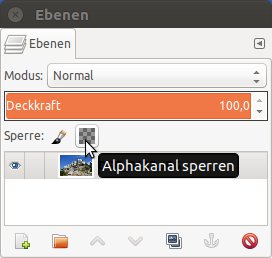 Abbildung 4: &Uuml;ber diese beiden Icons sperren Sie alle oder nur die transparenten Pixel einer einzelnen Ebene. 