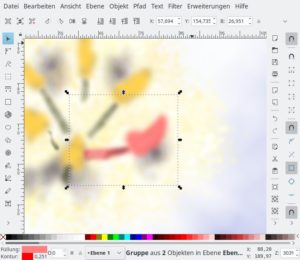 Abbildung 2: Aller k&uuml;nstlerischen Effekte zum Trotz bleiben die einzelnen Elemente einer Inkscape-Zeichnung immer einzeln w&auml;hlbar und lassen sich einf&auml;rben, skalieren oder weiter formen. 