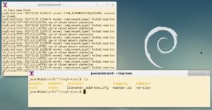 Abbildung 1: RSQL im Einsatz. Im Hintergrund läuft der Server bereits, das Testverzeichnis (rechts) enthält die benötigten Strukturen.