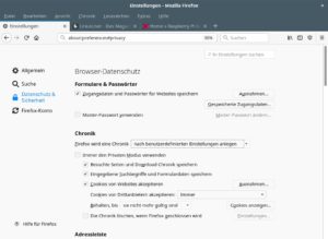 Abbildung 2: Die Einstellungen des Browsers zu Datenschutz und Sicherheit.