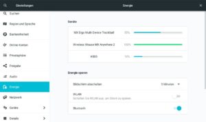 Abbildung 2: Der Logitech MX&nbsp;Ergo meldet den Ladezustand an die Desktop-Umgebung, wie hier Gnome.