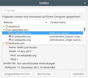 Abbildung 5: Kaum eine aktuelle Webseite hinterl&auml;sst keine Cookies im Browser des Anwenders.