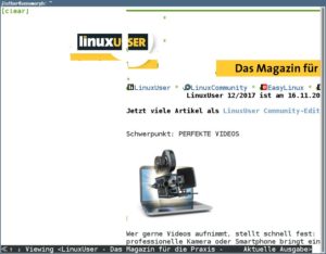 Abbildung 6: W3m mit Grafik-Anzeige auf der LinuxUser-Webseite.