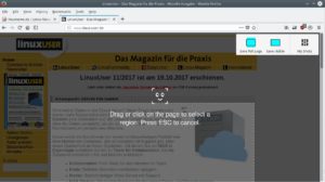 Abbildung 7: Firefox 57 ermöglicht Screenshots direkt im Browser, inklusive Speichern in der Cloud. Hier ist Opera allerdings bereits weit voraus.