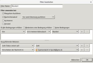 Abbildung 4: Erstellen Sie einen neuen Filter f&uuml;r Ihre Blacklist. 