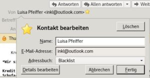 Abbildung 5: So nehmen Sie eine Adresse in die schwarze Liste auf. 