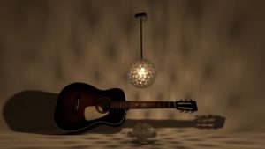 Abbildung 2: Beim Rendern setzt Blender 3-D-Objekte, ihre Oberflächen und sogar eine Lichtquelle mit Lochmuster in eine fotorealistische Szenerie um.