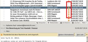 Abbildung 8: Junk oder nicht? Dieses Icon kennzeichnet die Mails. 