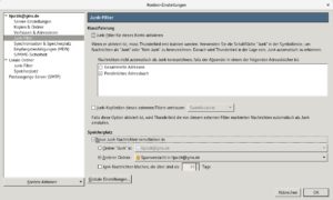 Abbildung 7: In diesem Dialog definieren Sie nicht nur eine wei&szlig;e Liste mit erlaubten Absendern, sondern auch, wohin Thunderbird den Spam verschiebt. 