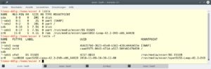 Abbildung 3: Das Tool "lsblk" zeigt ausf&uuml;hrliche Informationen zu Blockger&auml;ten. Partitionen erscheinen in einer Baumstruktur unterhalb der zugeh&ouml;rigen Platte. 