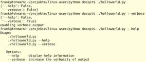 Abbildung 1: Ein einfaches Skript demonstriert, wie Sie die Dokumentation der Optionen direkt im Programmcode unterbringen.