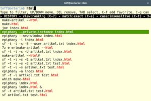 Abbildung 1: Die "Shell history suggest box" sortiert die Bash-History nach H&auml;ufigkeit der Ausf&uuml;hrung, nicht chronologisch.