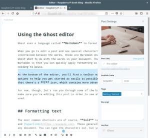 Abbildung 2: Der Editor in Ghost verzichtet auf eine WYSIWYG-Darstellung, sondern nutzt die Markdown-Syntax.