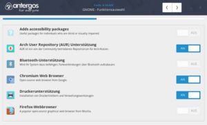 Abbildung 3: Antergos überlässt es schon bei der Installation dem Benutzer, das AUR zu aktivieren.