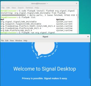 Abbildung 4: Flatpak macht es leicht, den Messenger Signal zu installieren und auszuf&uuml;hren.
