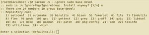 Abbildung 5: Für das Installieren von Paketen aus dem AUR benötigen Sie das Meta-Paket <span class="ui-element">base-devel</span>.
