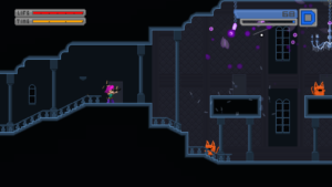 Bleed ist ein Jump-and-Run-Spiel, bei dem man parallel mit der Maus auf die mehr oder weniger knuffigen Gegner ballert.
