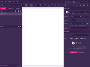 Abbildung 1: Der Gravit Designer kommt als Container-Applikation, die in einem (versteckten) Browser läuft. Das erklärt das ungewohnte Aussehen.