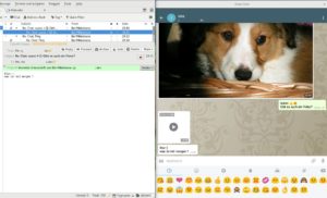 Abbildung 2: Die Delta-Chat-Nachrichten im Thunderbird und parallel im Delta-Chat-Fenster auf dem Desktop.