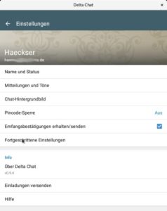 Abbildung 5: Die erste Ebene der Einstellungen f&uuml;r den gesamten Messenger.