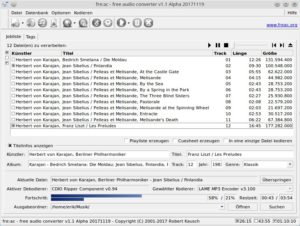 Abbildung 7: Die Fortschrittsbalken zeigen an, wie weit Free:ac den laufenden Auftrag abgearbeitet hat. Die obere Hälfte steht für die einzelnen Tracks, die untere für den Gesamtstatus.