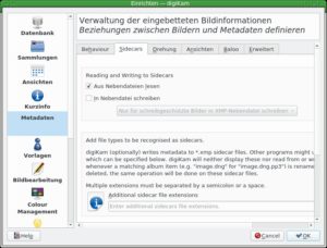 Abbildung 3: Auf Wunsch verwaltet Digikam die Metadaten in separaten Dateien und unterst&uuml;tzt das in mehrfacher Weise.