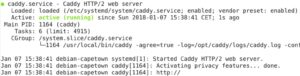 Abbildung 3: Die Statusanzeige von Systemd verr&auml;t, dass Caddy wie gew&uuml;nscht seinen Dienst verrichtet.