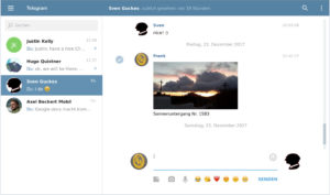 Abbildung 3: Telegram (Web-Version) mit Ausschnitt zur Kommunikation.