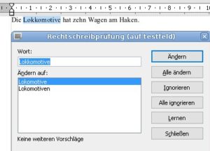Abbildung 5: Das Office-Paket bringt eine Rechtschreibkorrektur mit, die Sie wahlweise direkt bei der Eingabe aktivieren oder nachtr&auml;glich auf den geschriebenen Text anwenden.