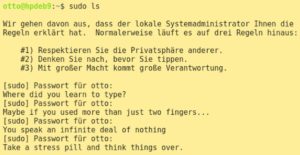 Abbildung 5: Bei entsprechender Konfiguration schilt Sudo Sie bei falschen Passwortangaben.