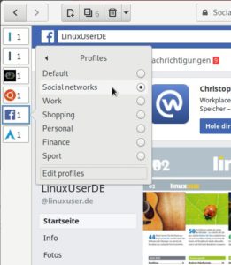 Abbildung 6: &Uuml;ber Profile schotten Sie Social-Media-Portale wie Facebook gegen Ihre anderen Aktivit&auml;ten im Browser ab.