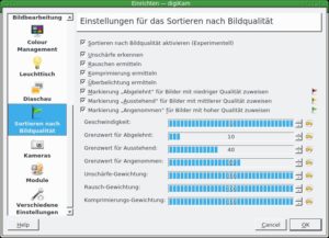 Abbildung 7: Der Dialog zum Beurteilen der Bildqualit&auml;t verwendet ein fein abgestuftes System, das eine gute Voreinstellung ben&ouml;tigt.