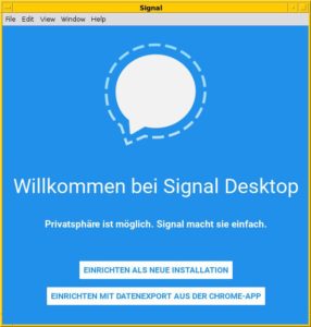 Abbildung 9: Beim Einrichten des Signal Desktop haben Sie die Wahl, ob Sie komplett neu beginnen oder bestehende Daten aus der Chromium-App &uuml;bernehmen m&ouml;chten.