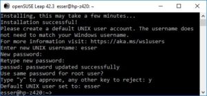 Abbildung 4: Nach der Installation von OpenSuse oder Ubuntu aus dem Microsoft Store richten Sie ein Benutzerkonto ein. Bei OpenSuse setzen Sie auch ein Root-Passwort.