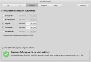 Abbildung 5: Ab Linux Mint 18.3 kümmert sich Timeshift um das Backup der systemweiten Einstellungen. In diesem Dialog erstellen Sie einen Zeitplan.